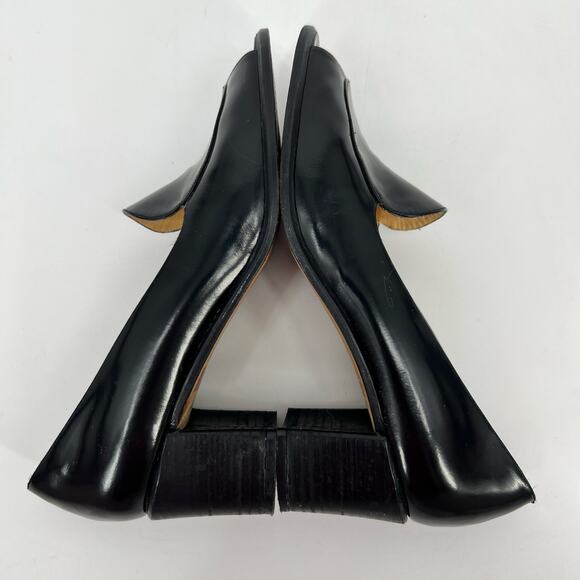 Vtg 90s Classiques Entier Peep Toe Pump Womens 9 N Black Leather Block Heel Shoe - Picture 6 of 10